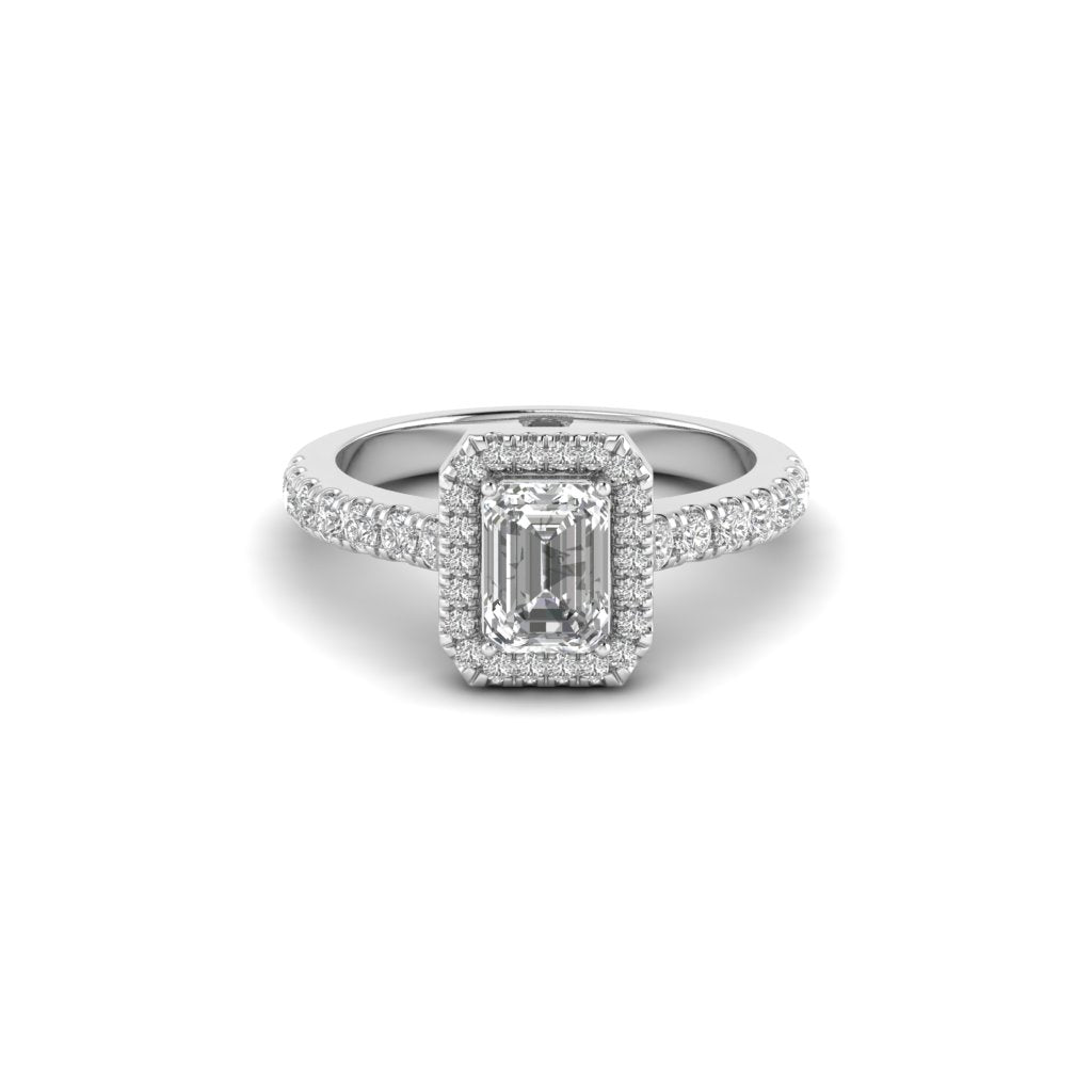 White Gold Studded 1.76 Carat Lab Grown Diamond Ring-E Color VS1 Clarity.